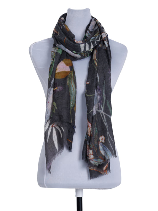 Floral Fine Merino Silk Designer Scarf