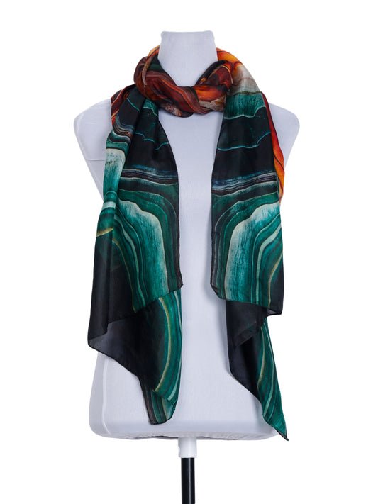 Abstract Print Pure Silk Designer Scarf