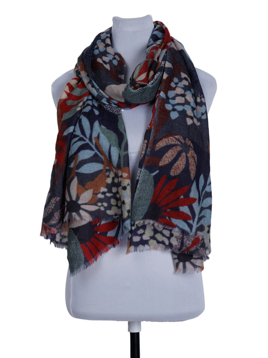 Floral Fine Merino Silk Designer Scarf