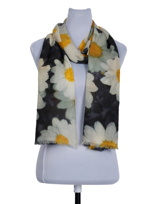 Floral Fine Merino Silk Designer Scarf