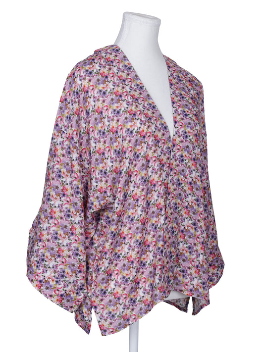 Kimono corto de muselina de algodón con estampado floral