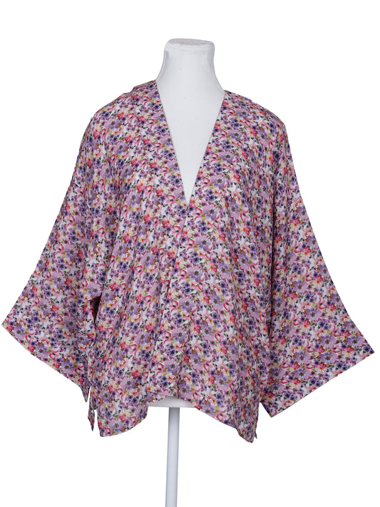 Kimono corto de muselina de algodón con estampado floral