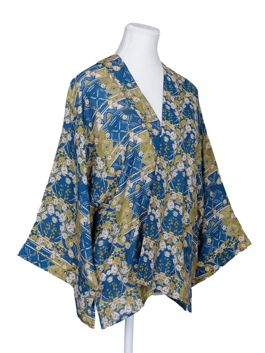 Kimono corto de muselina de algodón con estampado floral