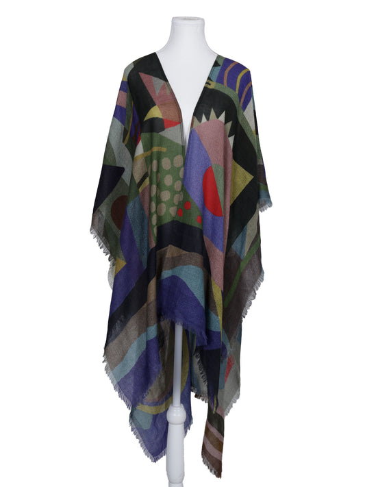 Abstract Art Merino Wool Travel Cape