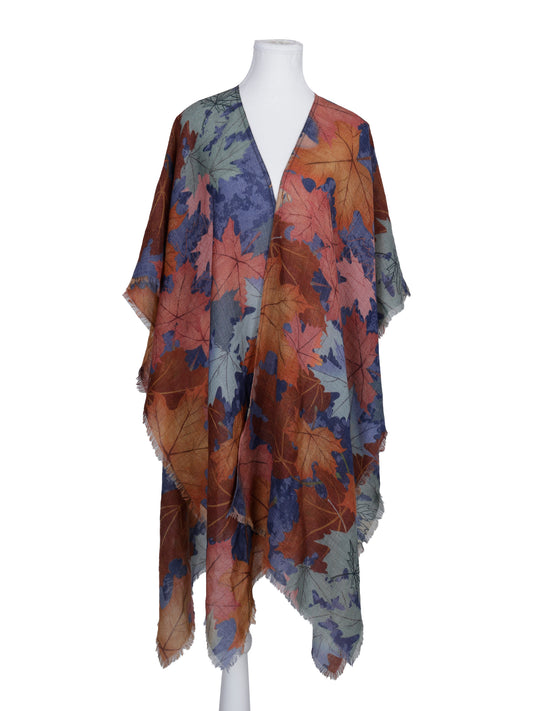 Floral Merino Wool Travel Cape