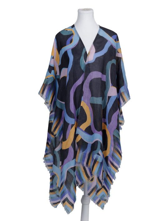 Abstract Art Merino Wool Travel Cape