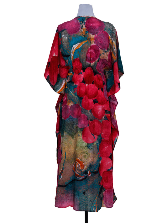Geometrical Viscose Crepe Long Kaftan Dress