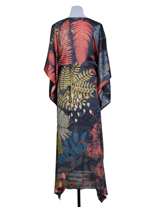 Abstract Viscose Crepe Long Kaftan Dress