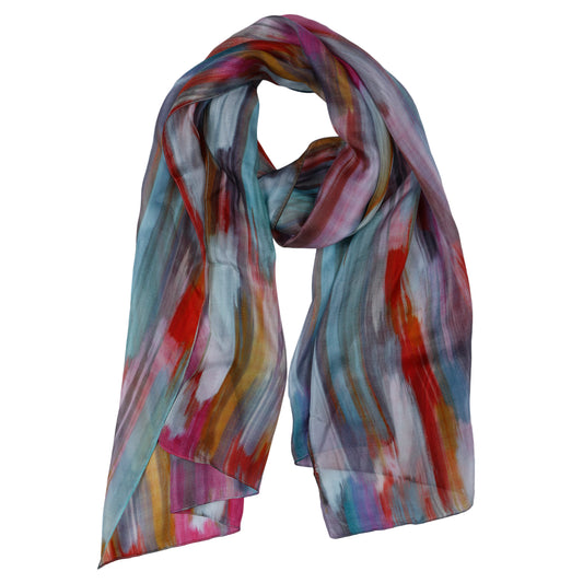 Abstract Print Pure Silk Designer Scarf