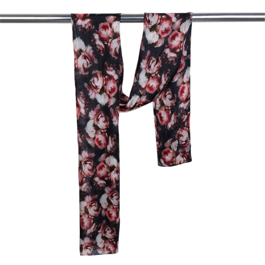 Rose Petal Garden Floral Scarf – Pure Silk Designer Wrap | Vintage Bloom Print