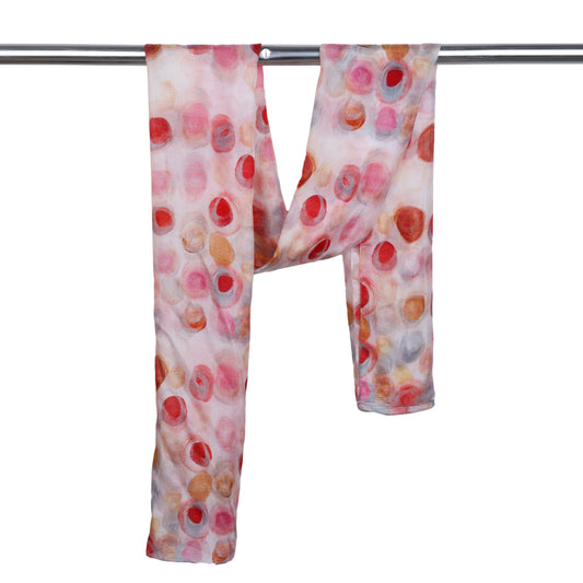 Vibrant Handpainted Abstract Multicolour Pure Silk Designer Scarf | Artistic Dot Pattern Wrap