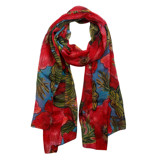 Floral Pure Silk Designer Scarf