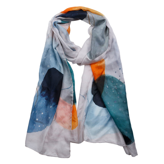 Abstract Print Pure Silk Designer Scarf