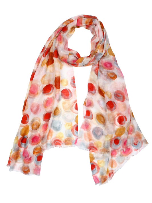 Vibrant Handpainted Abstract Multicolour Modal Silk Designer Scarf | Artistic Dot Pattern Wrap