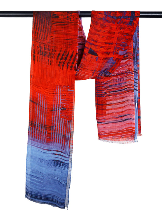 Crimson Current Modal Silk Scarf – Abstract Textured Print