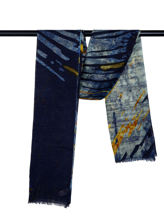 Abstract Merino Wool Silk Designer Scarf