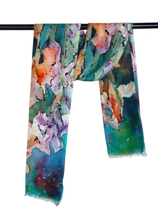 Floral Merino Silk Designer Scarf