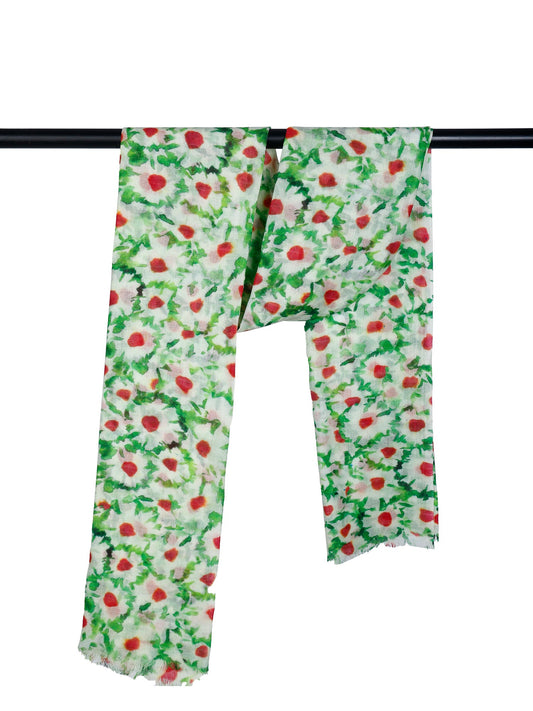 Floral Merino Silk Designer Scarf