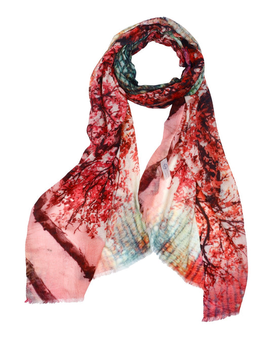 Floral Fine Merino Silk Designer Scarf