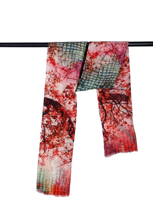 Floral Fine Merino Silk Designer Scarf