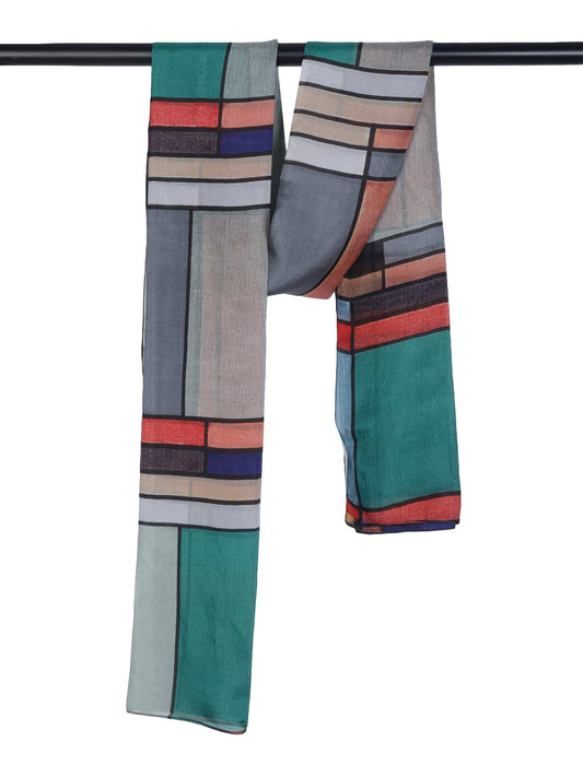 Geometric Pure Silk Designer Scarf