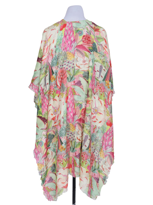 Flowers and Cones Merino Wool Travel Cape