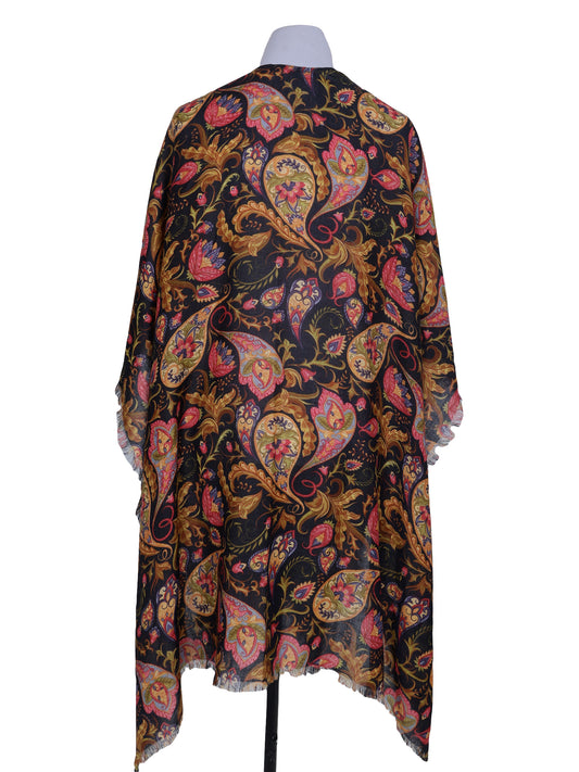 Paisleys Geometric Merino Wool Travel Cape
