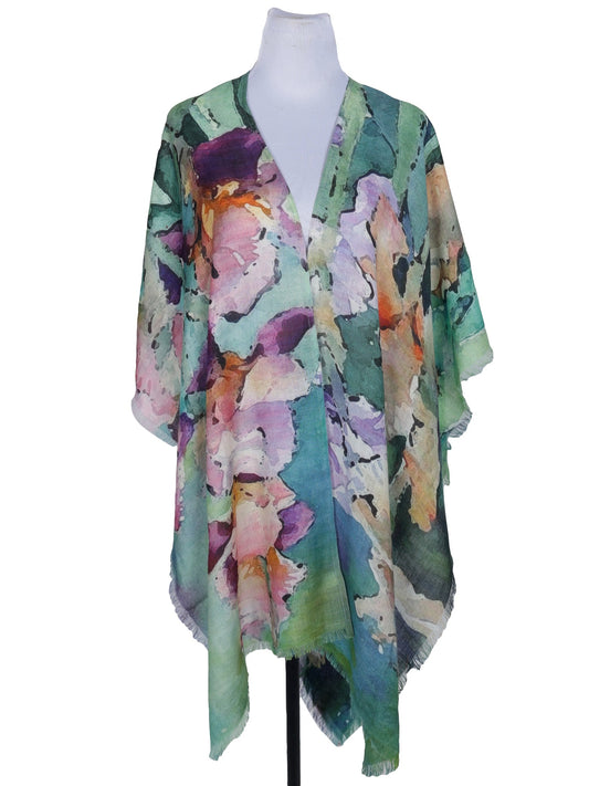 Wild Woods Floral Merino Wool Travel Cape