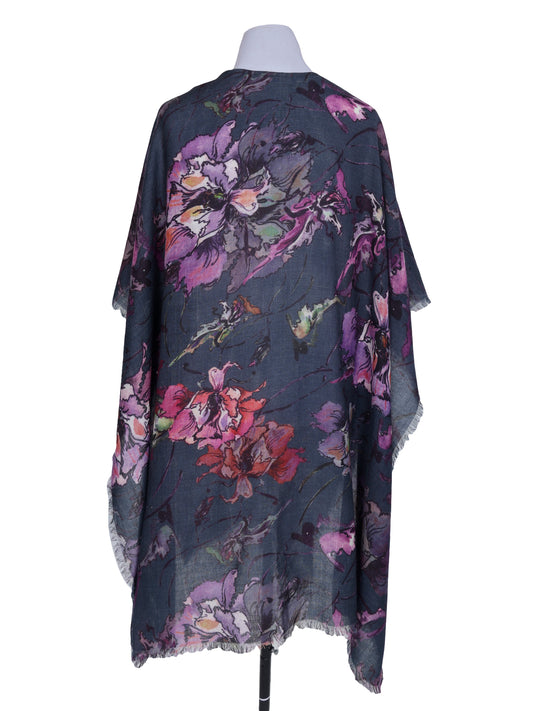 Enchanted Floral Merino Wool Travel Cape