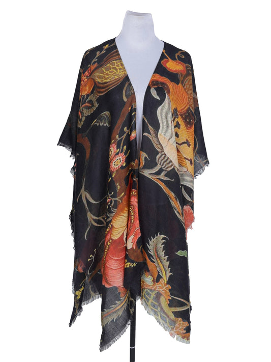 Anthropologie Print Merino Wool Travel Cape