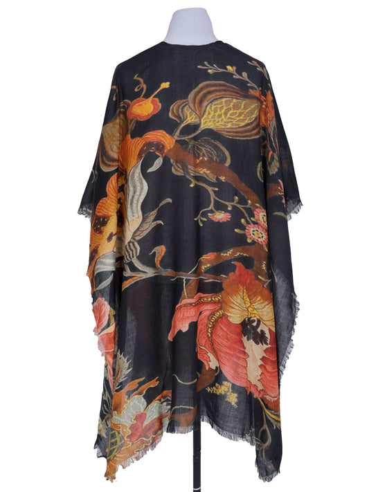 Anthropologie Print Merino Wool Travel Cape