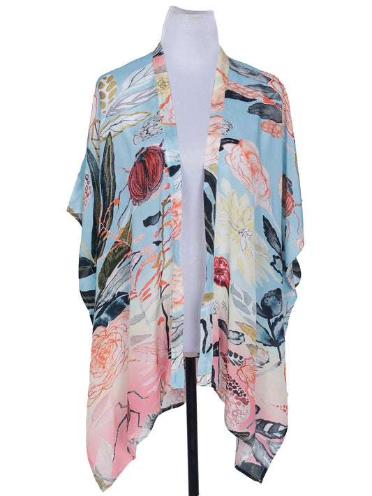 Floral Garden Viscose Crepe Kaftan Cape