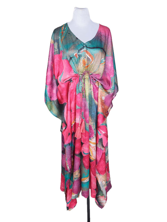 Caftan en satin modal fleuri