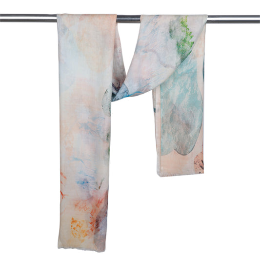 Pastel Terrain Modal Silk Scarf – Abstract Organic Print