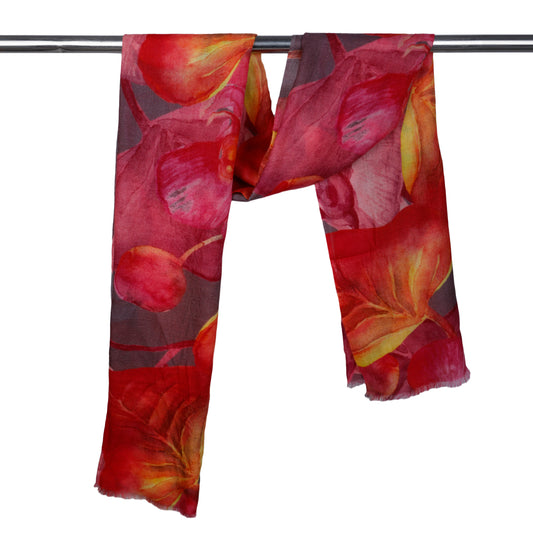 Floral Fine Merino Silk Designer Scarf