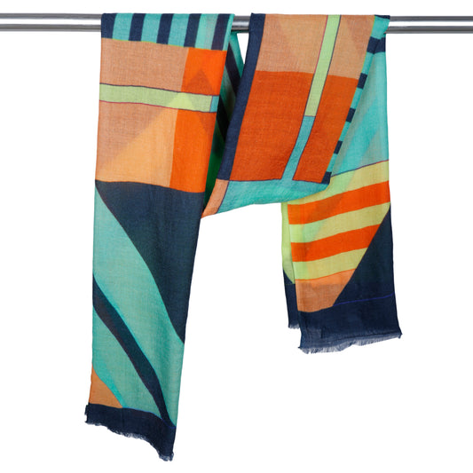 Geometric Fine Merino Designer Scarf