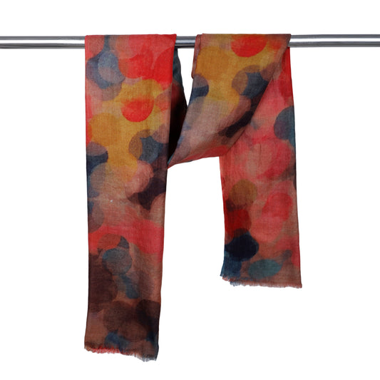 Confetti Lights Abstract Scarf – Merino Wool Silk Designer Wrap | Multicolor Artistic Print