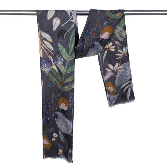 Floral Fine Merino Silk Designer Scarf