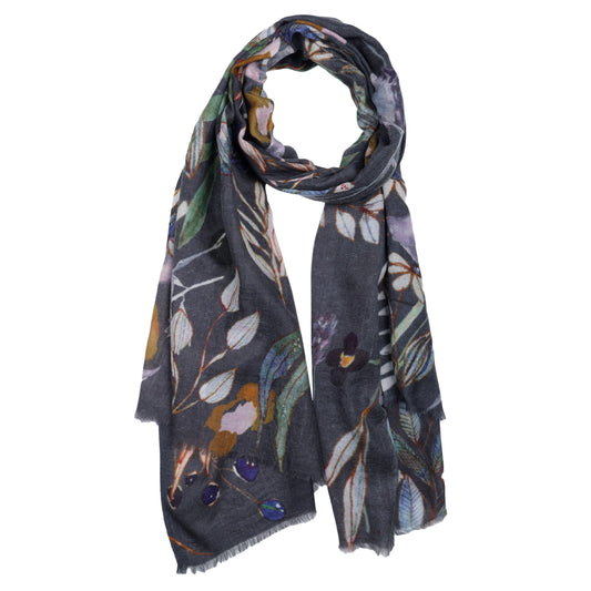 Floral Fine Merino Silk Designer Scarf