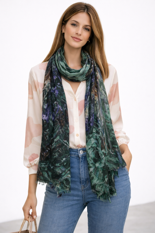 Whispering Lake Garden – Fine Merino  Scarf