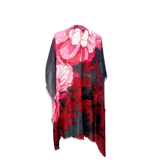 Floral Merino Wool Travel Cape