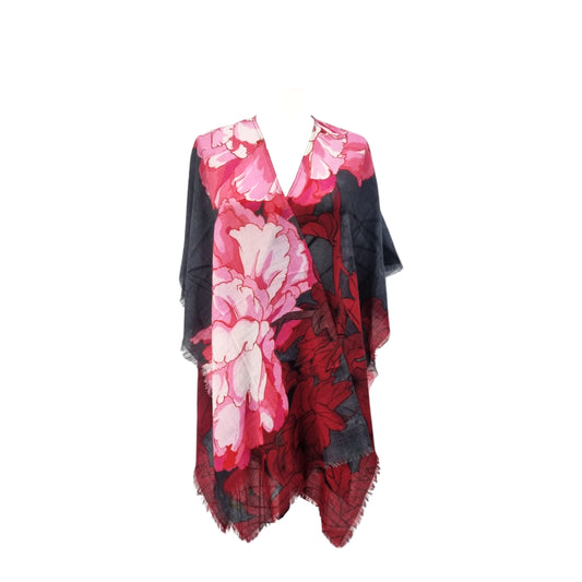 Floral Merino Wool Travel Cape