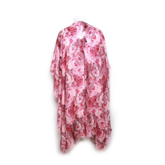 Pink Peonies Merino Wool Travel Cape