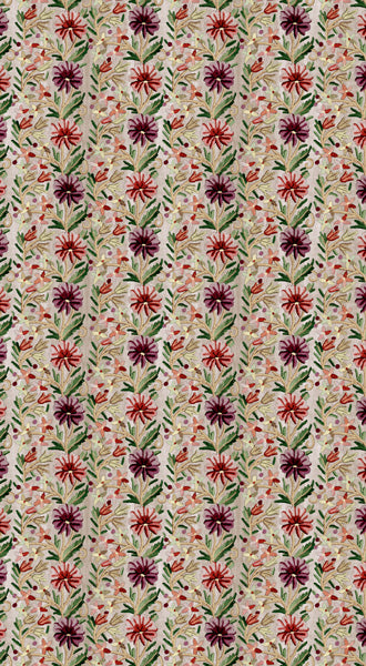 Merino Wool Vintage Botanical Floral Travel Cape – Ivory Multicolor Garden Print