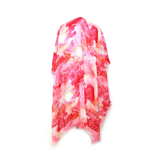 Peach and Pinks Merino Wool Travel Cape