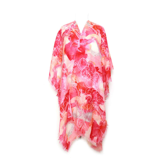 Peach and Pinks Merino Wool Travel Cape