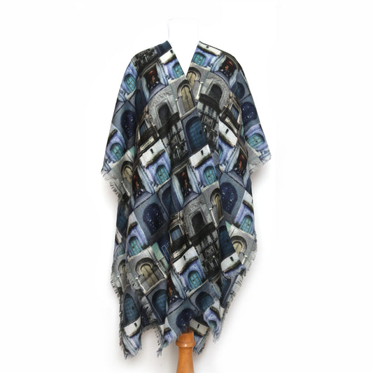 Architectural Merino Wool Travel Cape