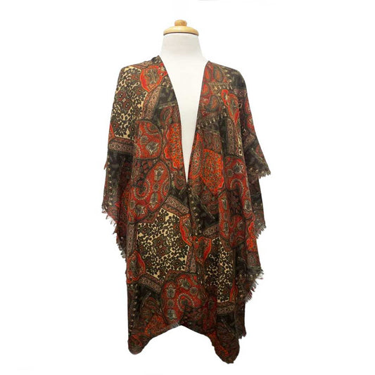 Paisleys Geometrical Merino Wool Travel Cape