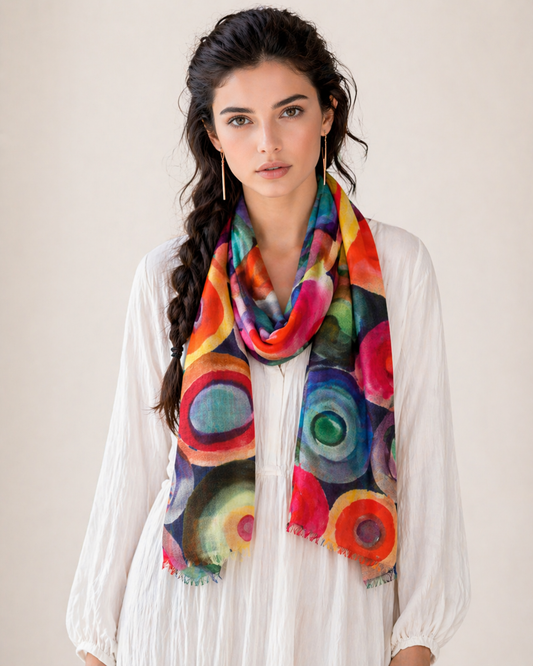 Concentric Circle Modal Silk Designer Scarf