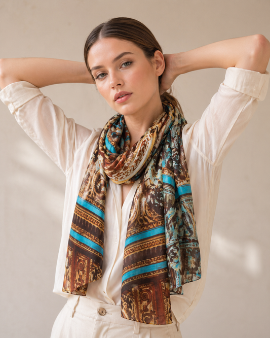 Foulard en soie pure de créateur Antechamber